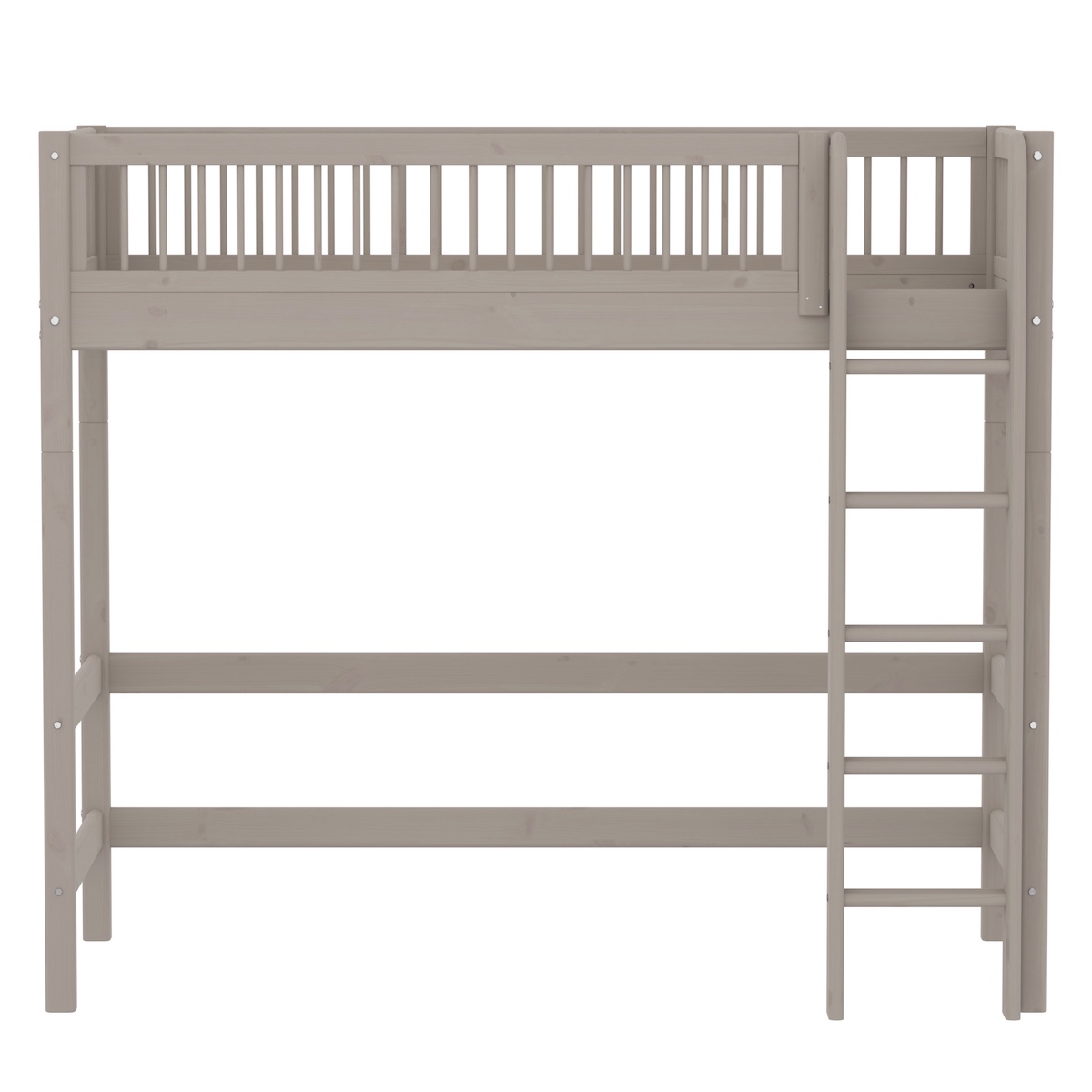 Cama alta 90x200cm escalera recta-barrera barras CLASSIC Flexa grey washed