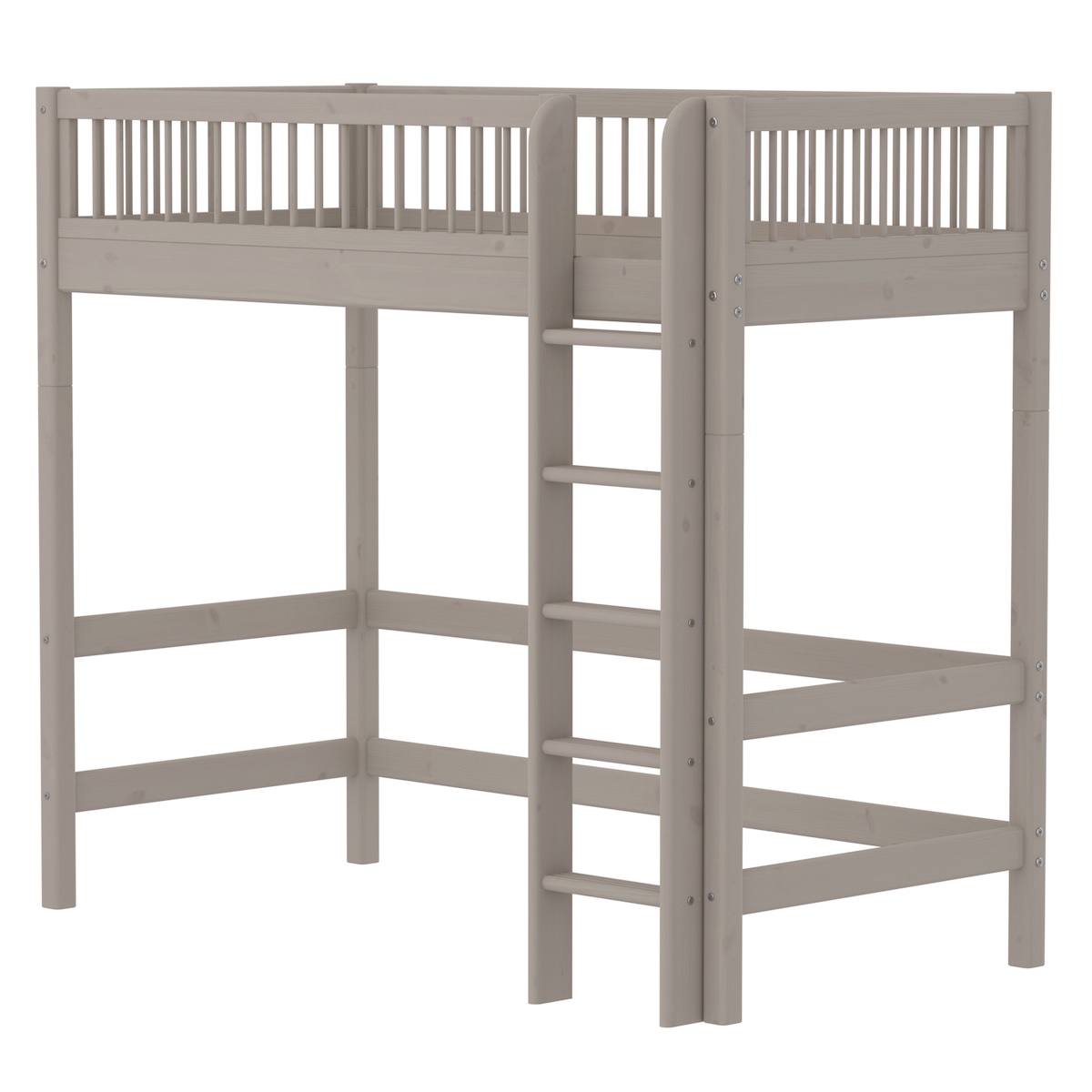 Cama alta 90x200cm escalera recta-barrera barras CLASSIC Flexa grey washed