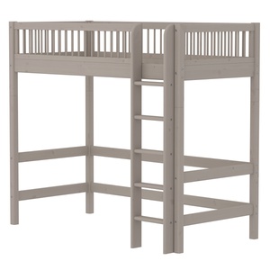 Cama alta 90x200cm escalera recta-barrera barras CLASSIC Flexa grey washed