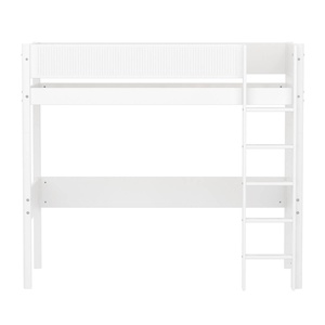 Cama alta 90x200cm escalera recta-barrera ranuras WHITE Flexa
