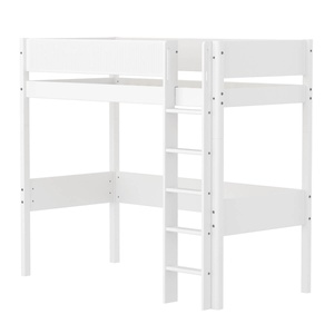Cama alta 90x200cm escalera recta-barrera ranuras WHITE Flexa