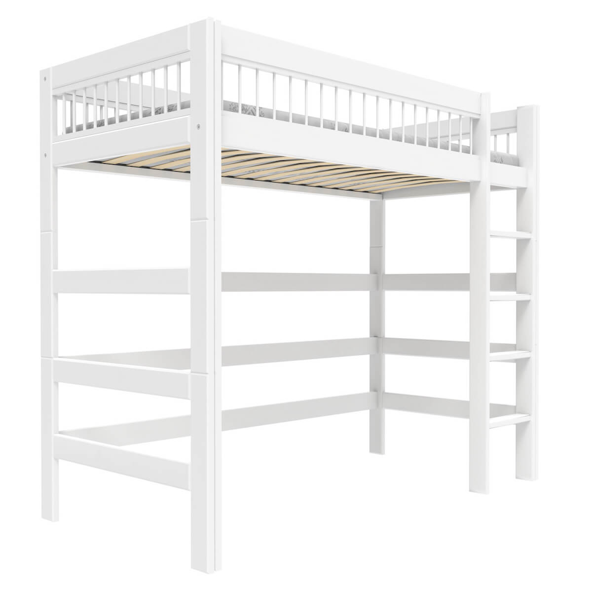 Cama alta 90x200cm escalera recta BREEZE Lifetime blanco