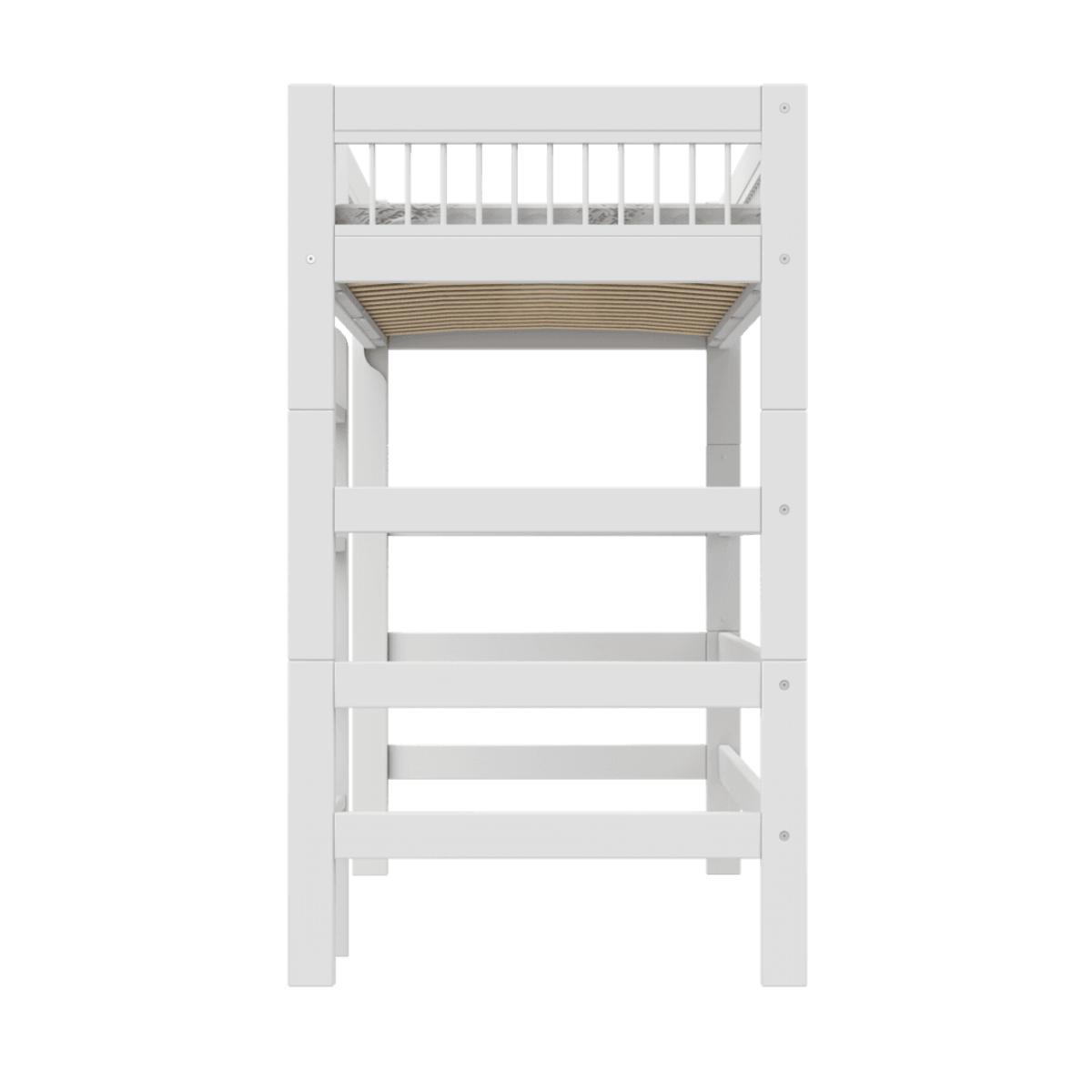 Cama alta 90x200cm escalera recta BREEZE Somier Deluxe Lifetime blanco