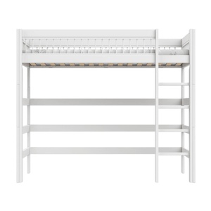 Cama alta 90x200cm escalera recta BREEZE Somier Deluxe Lifetime blanco