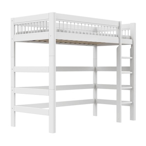 Cama alta 90x200cm escalera recta BREEZE Somier Deluxe Lifetime blanco