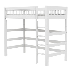 Cama alta 90x200cm escalera recta BREEZE Somier Deluxe Lifetime blanco