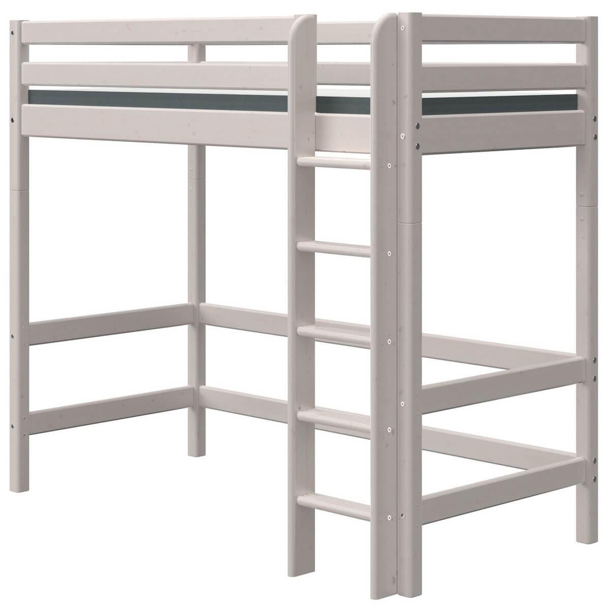 Cama alta 90x200cm escalera recta CLASSIC de Flexa grey washed