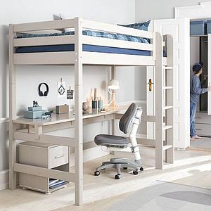 Cama alta 90x200cm escalera recta CLASSIC de Flexa grey washed