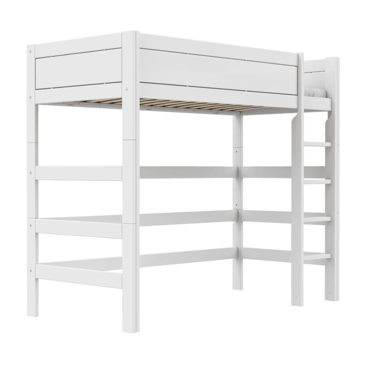 Cama alta 90x200cm escalera recta DELUXE Lifetime blanco
