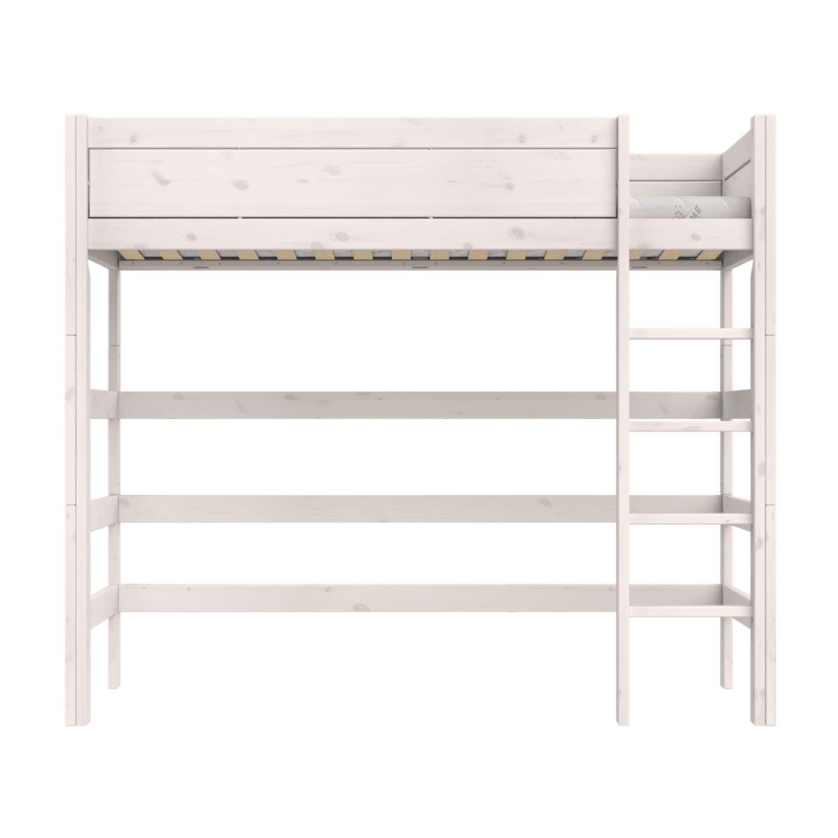 Cama alta 90x200cm escalera recta DELUXE Lifetime blanqueado