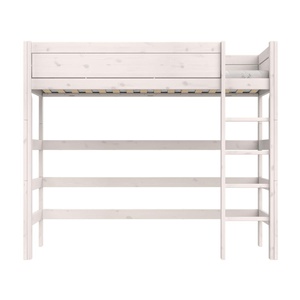 Cama alta 90x200cm escalera recta DELUXE Lifetime blanqueado