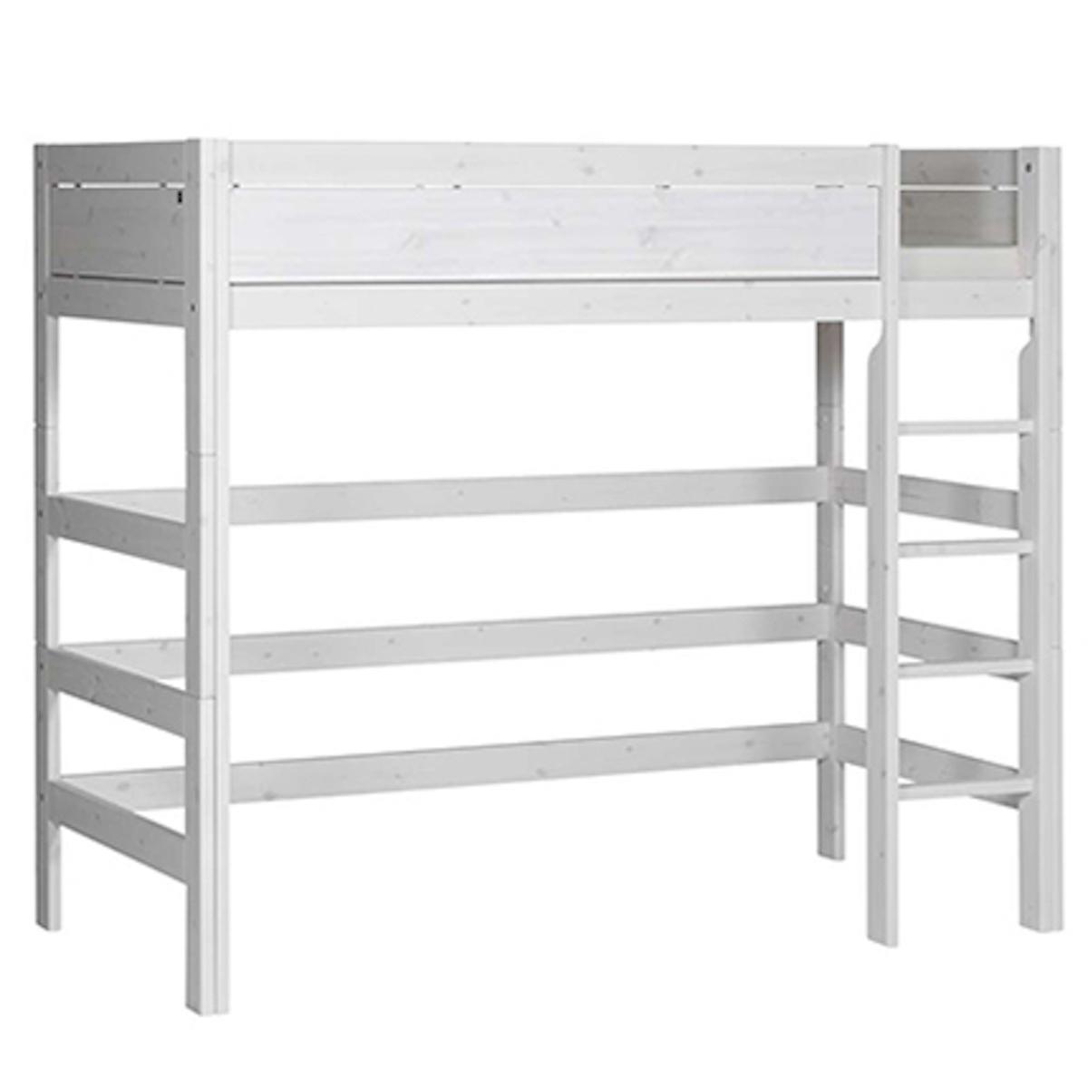 Cama alta 90x200cm escalera recta Lifetime blanqueado