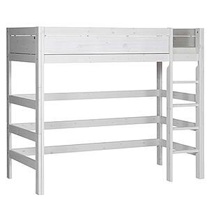 Cama alta 90x200cm escalera recta Lifetime blanqueado