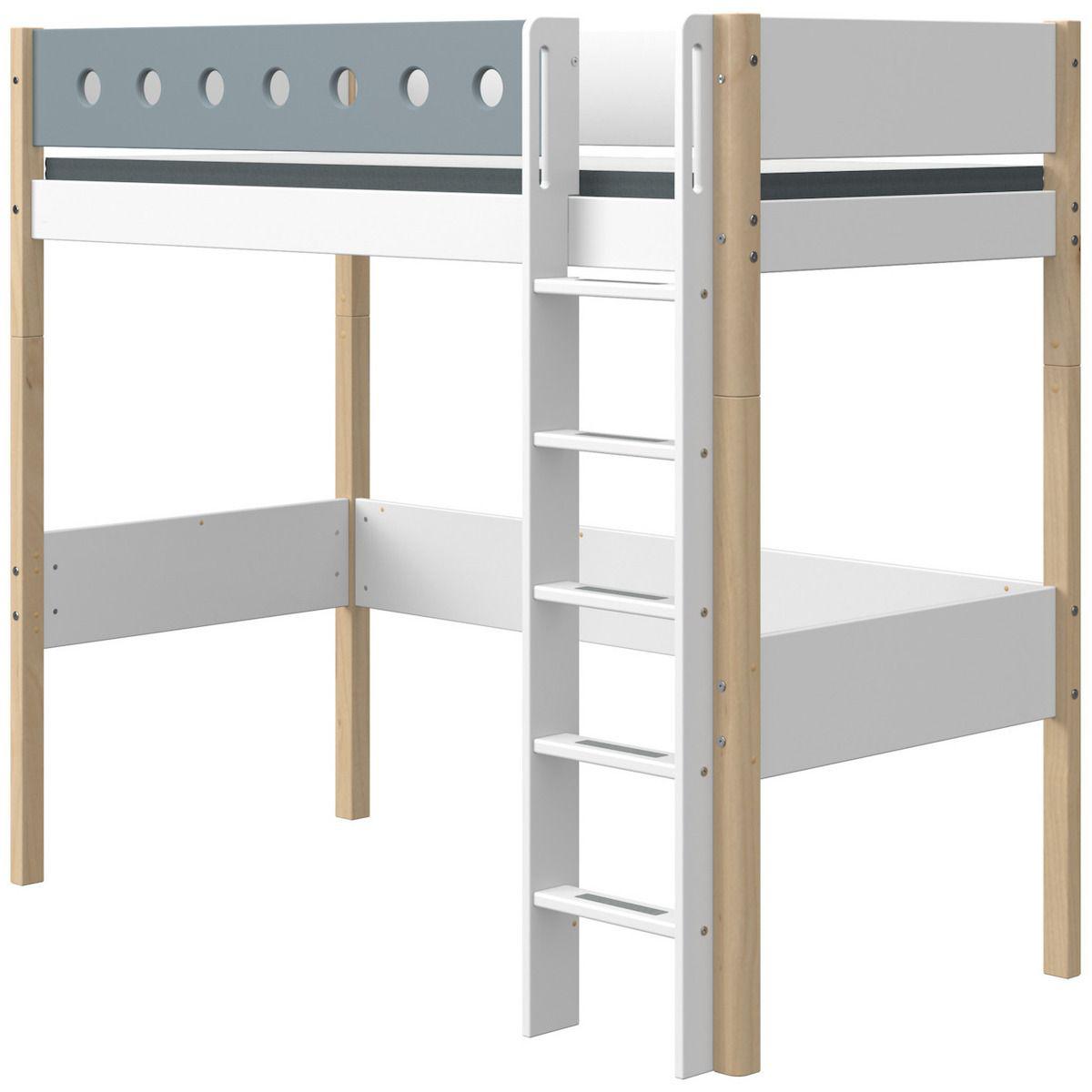 abitare-kids.es | Cama alta 90x200cm escalera recta WHITE Flexa natural