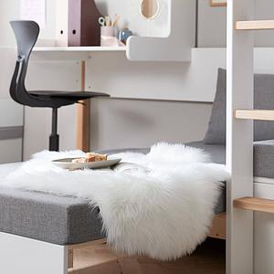 Cama alta 90x200cm módulo casa-escritorio clic NOR Flexa roble-blanco