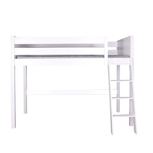 Cama alta 90x200x165cm escalera inclinada KASVA haya lacado blanco