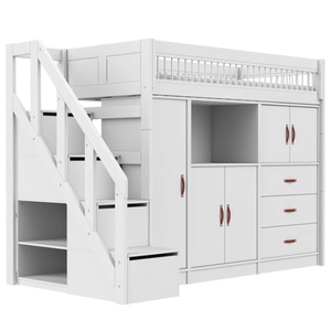 Cama alta All-in-One 90x200cm escalera cajones BREEZE Lifetime blanco
