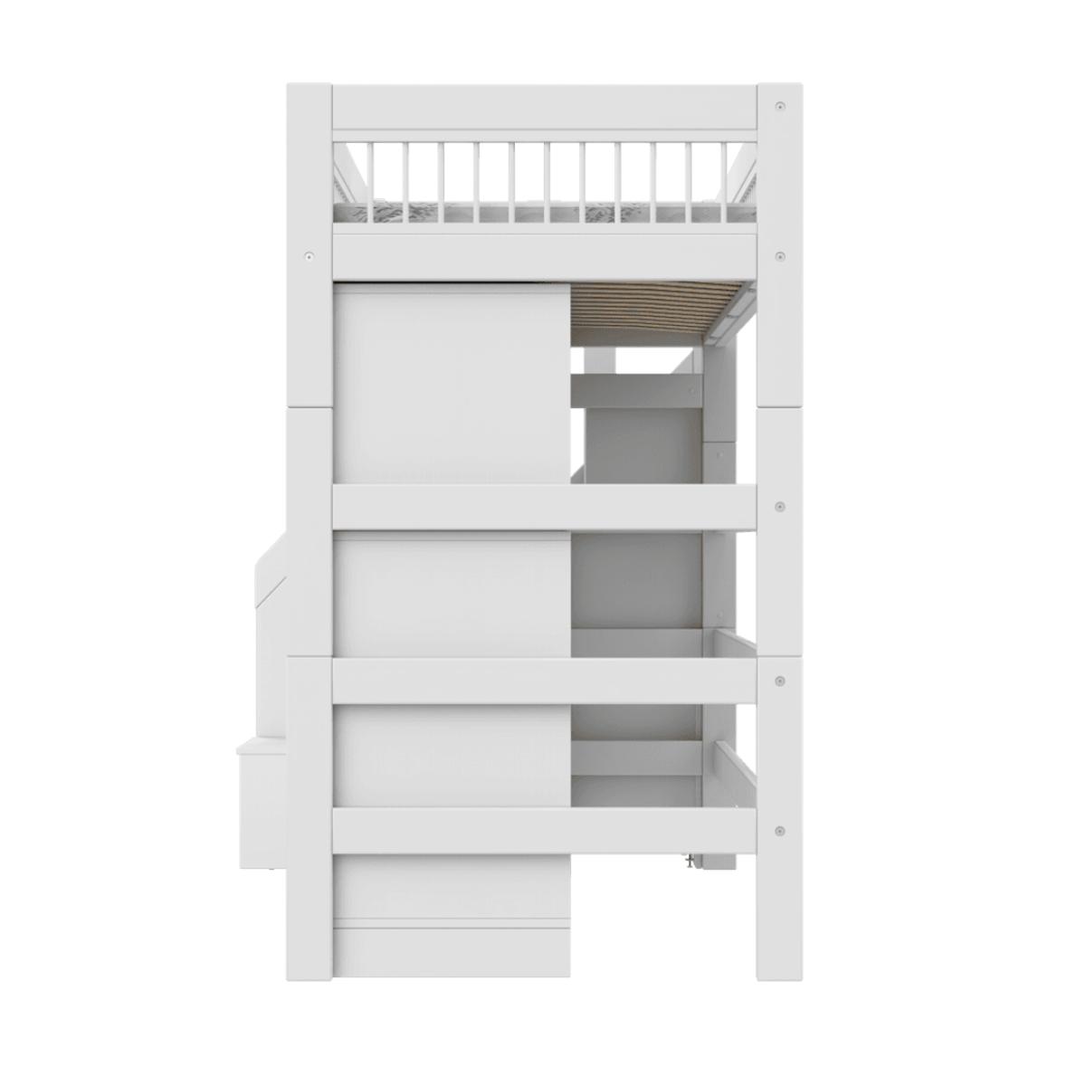 Cama alta All-in-One 90x200cm escalera cajones BREEZE somier Deluxe Lifetime blanco