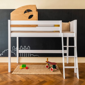 Cama alta-cabaña juegos KASVA haya lacado blanco-contrachapado roble