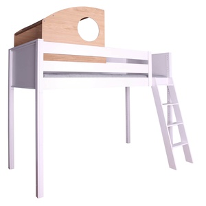 Cama alta-cabaña juegos KASVA haya lacado blanco-contrachapado roble