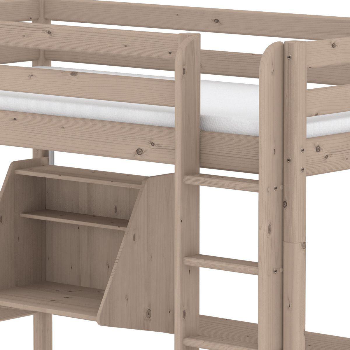 abitare-kids.es | Cama alta Casa 90x190 CLASSIC Flexa escalera recta terra