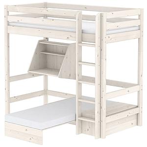 Cama alta Casa 90x200 CLASSIC Flexa escalera recta blanco cal