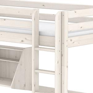 Cama alta Casa 90x200 CLASSIC Flexa escalera recta blanco cal