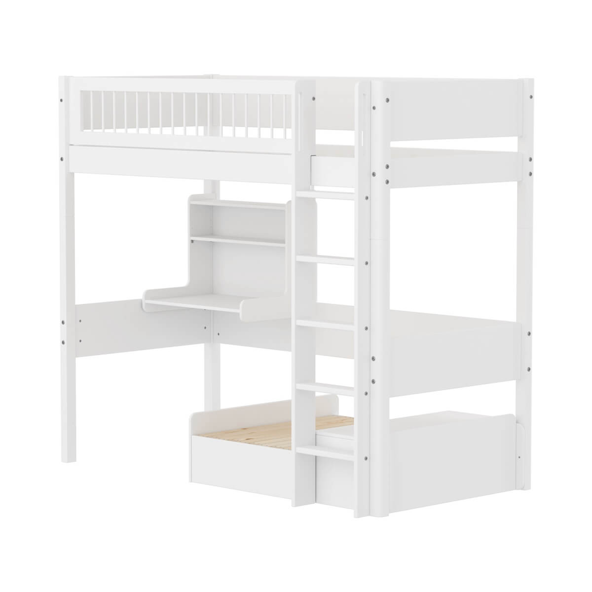 Cama alta Casa 90x200cm barrera barras WHITE Flexa