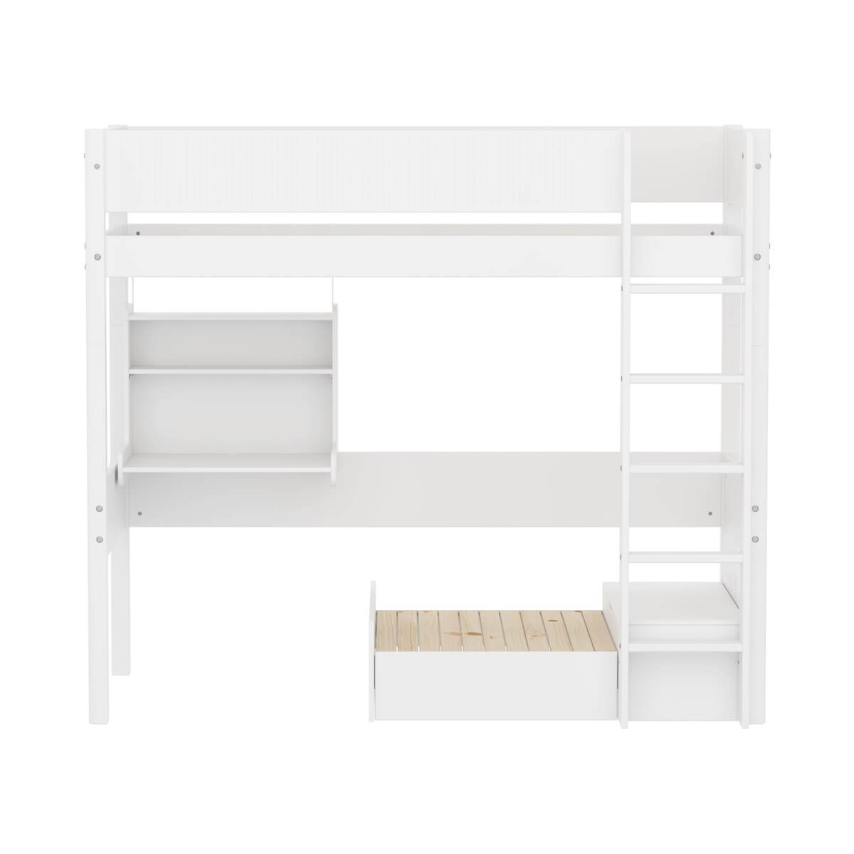 Cama alta Casa 90x200cm barrera ranuras WHITE Flexa