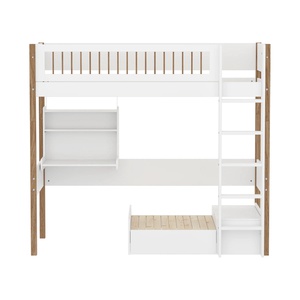 Cama alta Casa 90x200cm escritorio-barrera barras NOR Flexa blanco-roble