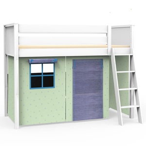 Cama alta KASVA textil Bobble verde-azul