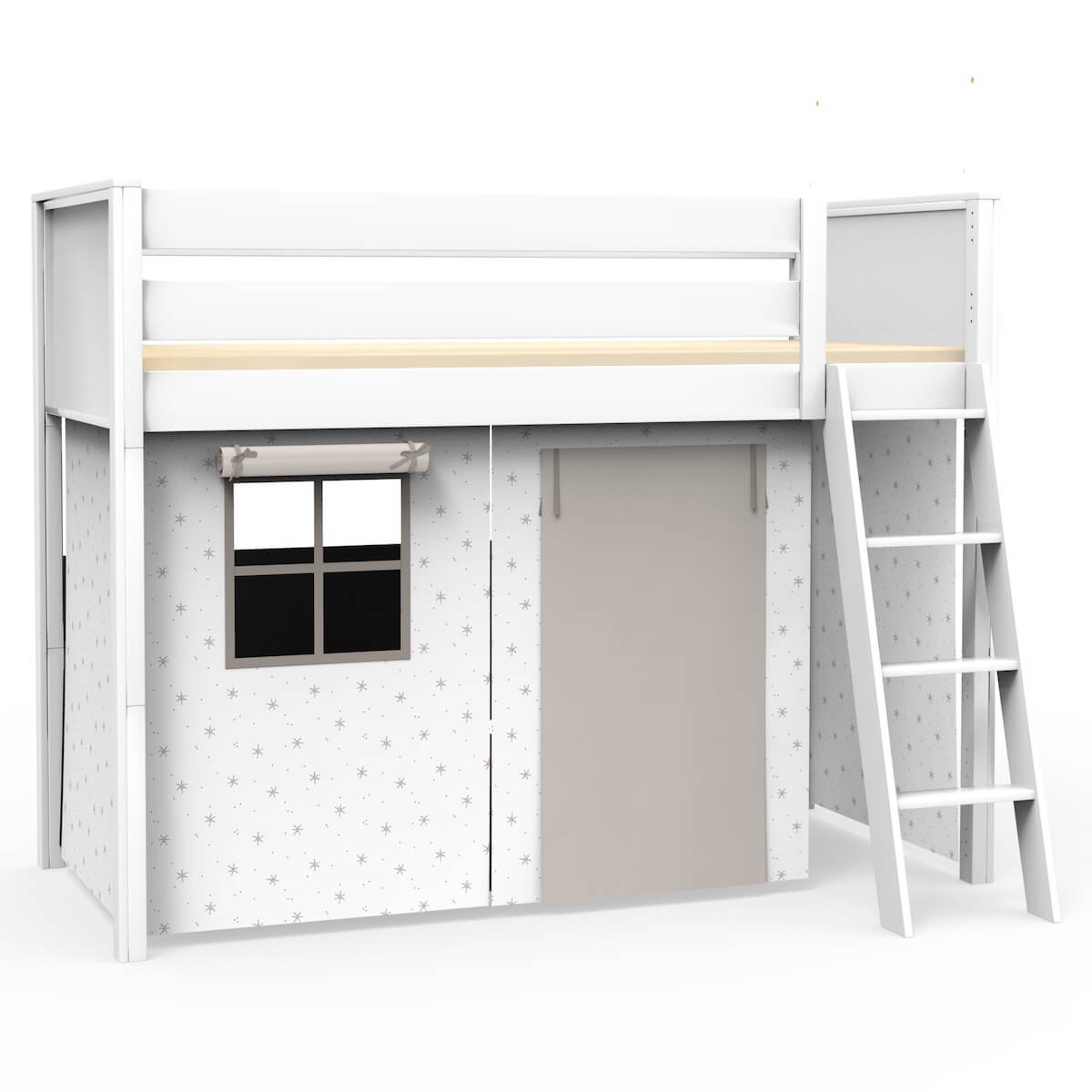 Cama alta KASVA textil Viena gris