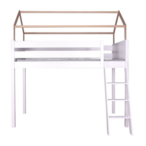 Cama alta-techo casa KASVA haya lacado blanco-contrachapado roble