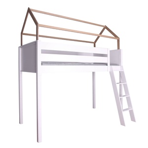 Cama alta-techo casa KASVA haya lacado blanco-contrachapado roble