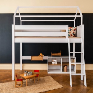 Cama alta-techo casa KASVA haya lacado blanco