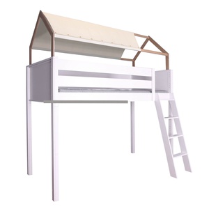 Cama alta-techo casa-textil KASVA haya lacado blanco-contrachapado roble