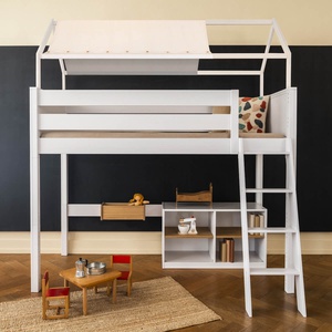 Cama alta-techo casa-textil KASVA haya lacado blanco