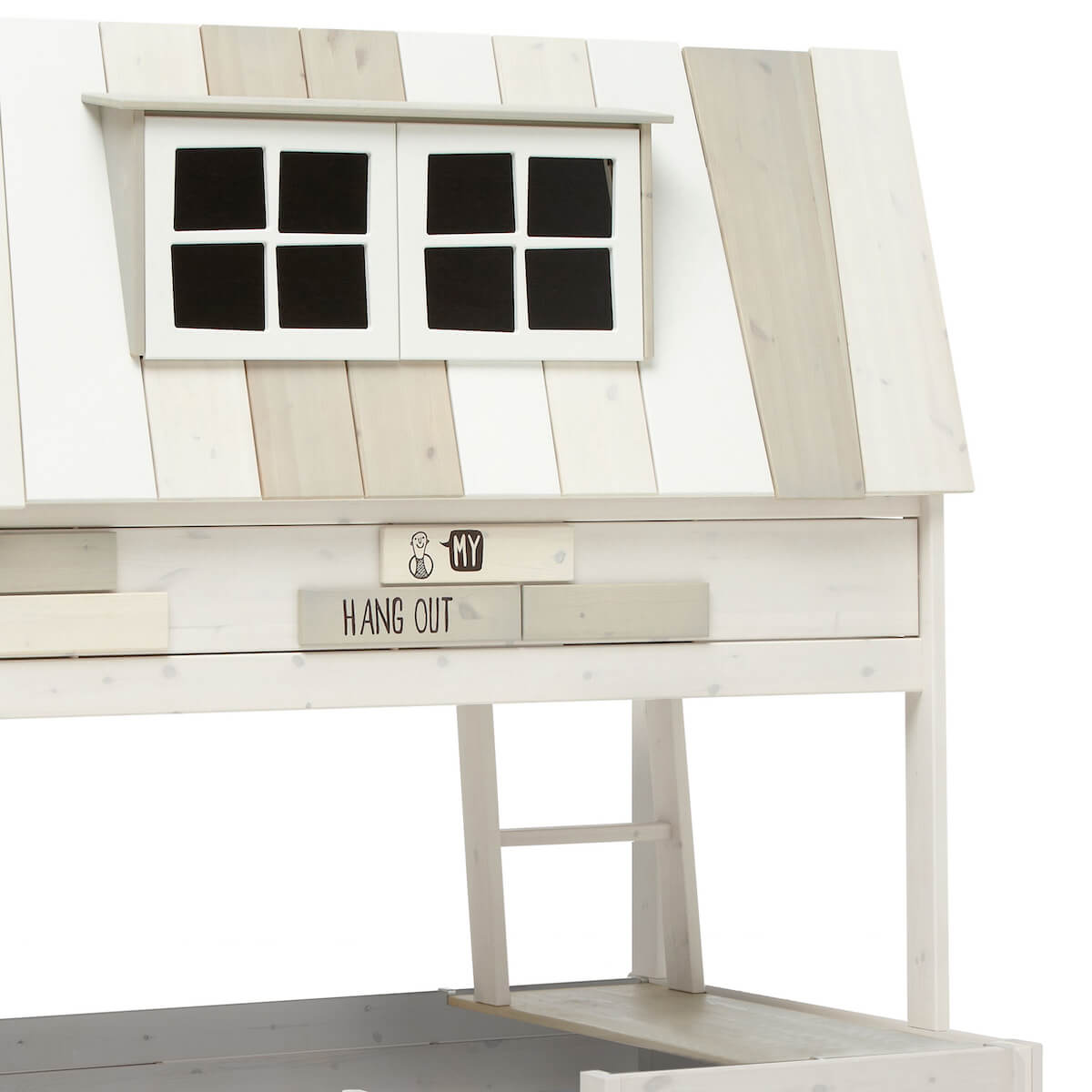 Cama cabaña 140x200cm HANGOUT somier Deluxe Lifetime blanqueado