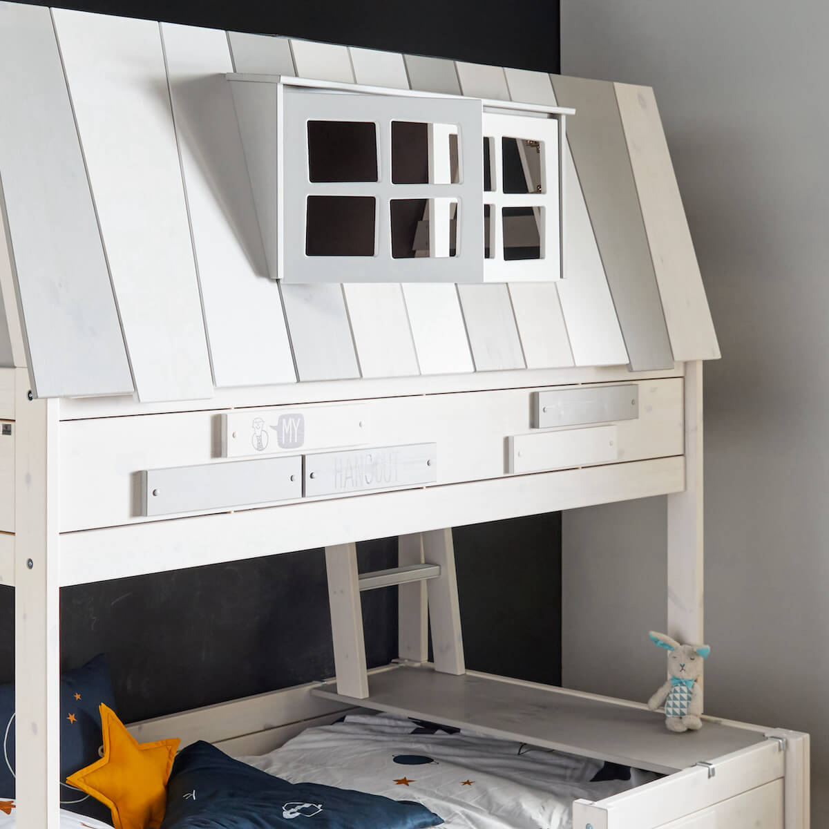 Cama cabaña 140x200cm HANGOUT somier Deluxe Lifetime blanqueado