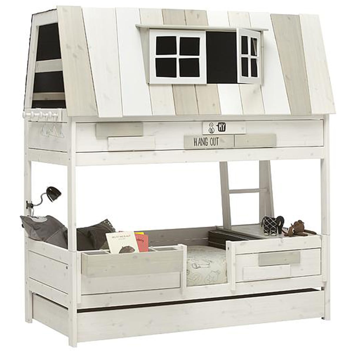Cama cabaña 90x200cm somier Deluxe HANGOUT Lifetime blanqueado