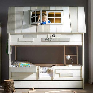 Cama cabaña 90x200cm somier Deluxe HANGOUT Lifetime blanqueado