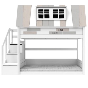 Cama cabaña baja 90x200cm escalera cajones MY HANGOUT Lifetime blanco