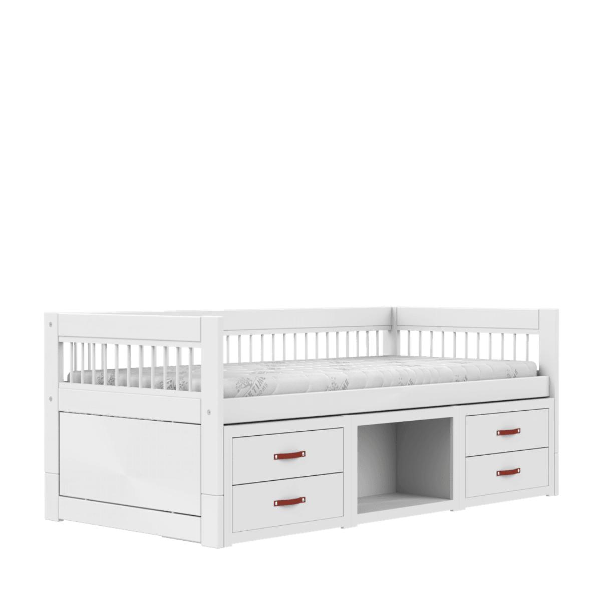 Cama cabina-cajones almacenamiento 90x200cm BREEZE Somier Deluxe Lifetime blanco