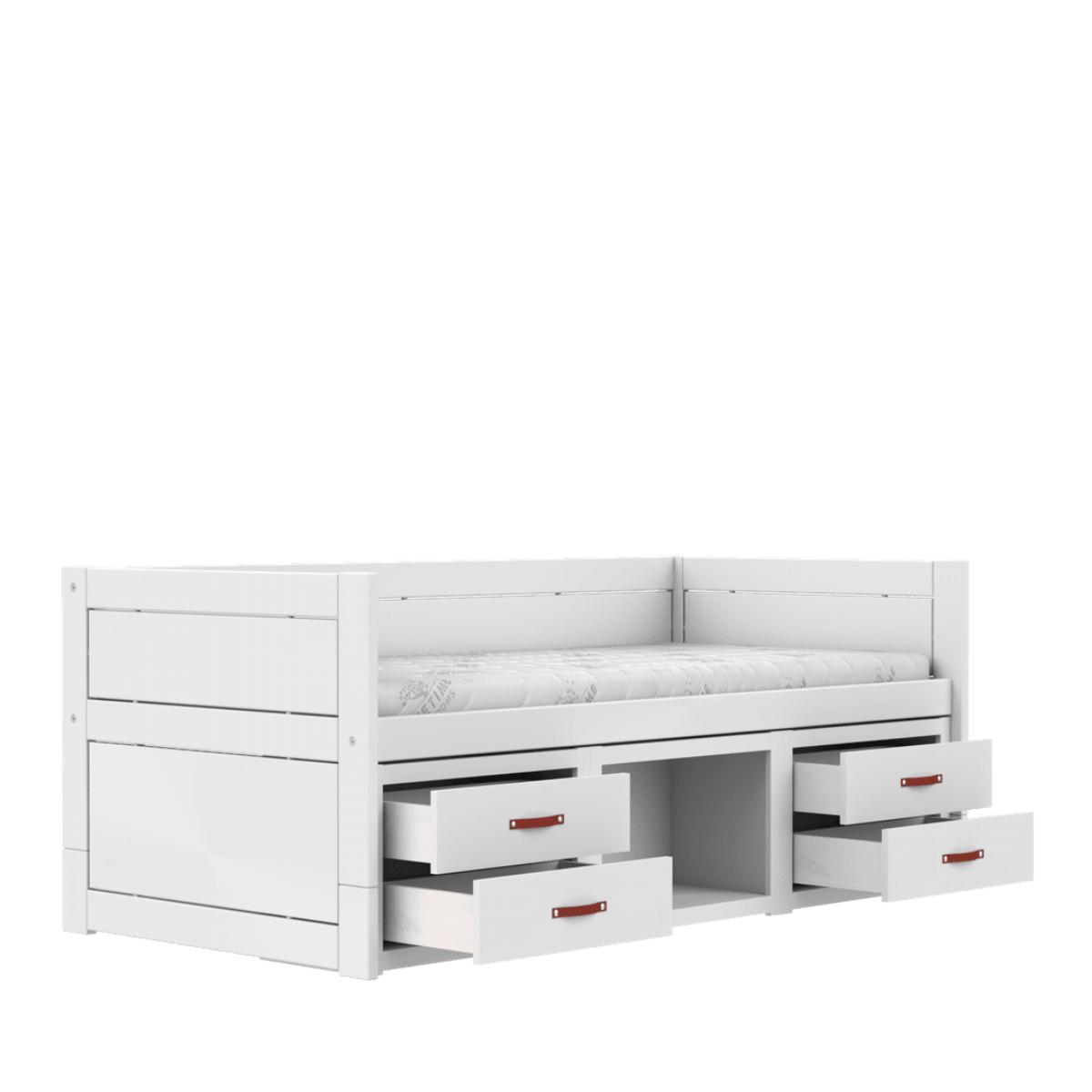 Cama cabina-cajones almacenamiento 90x200cm somier DELUXE Lifetime blanco