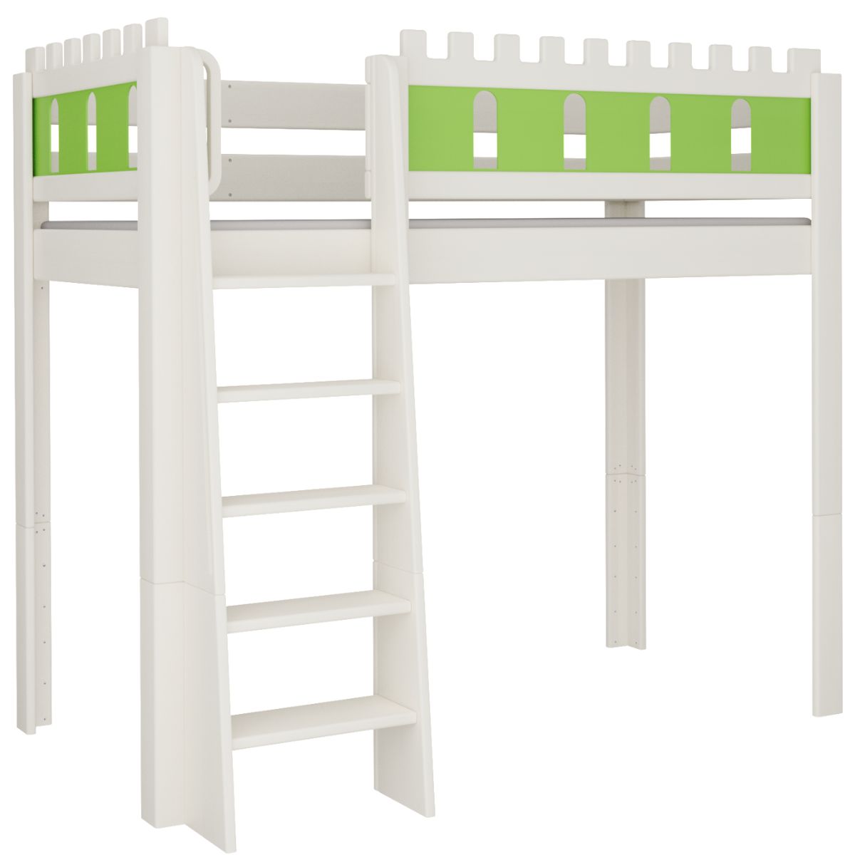 Cama Castillo alta DELUXE de Breuyn blanqueada-verde