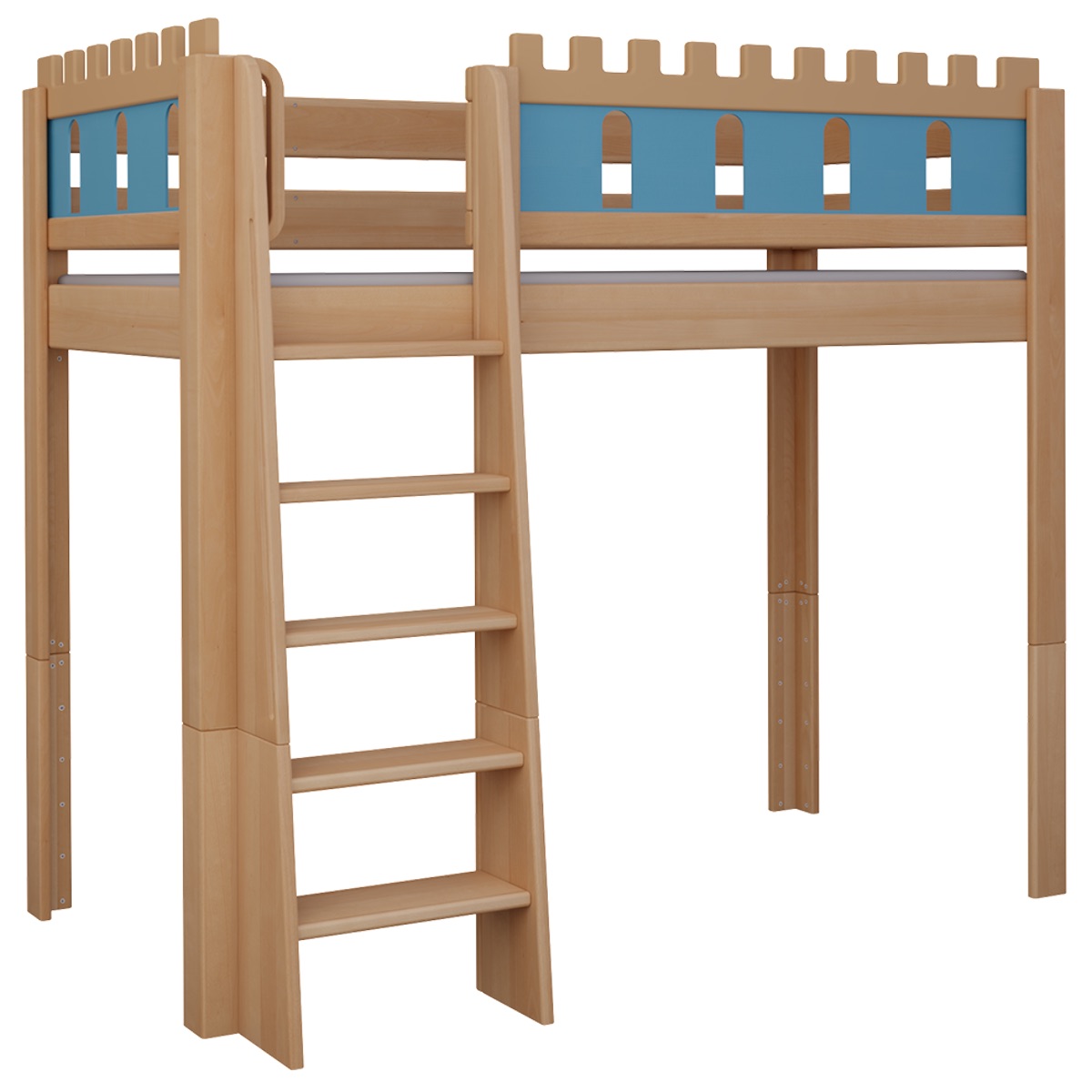 Cama Castillo alta DELUXE de Breuyn natural-azul