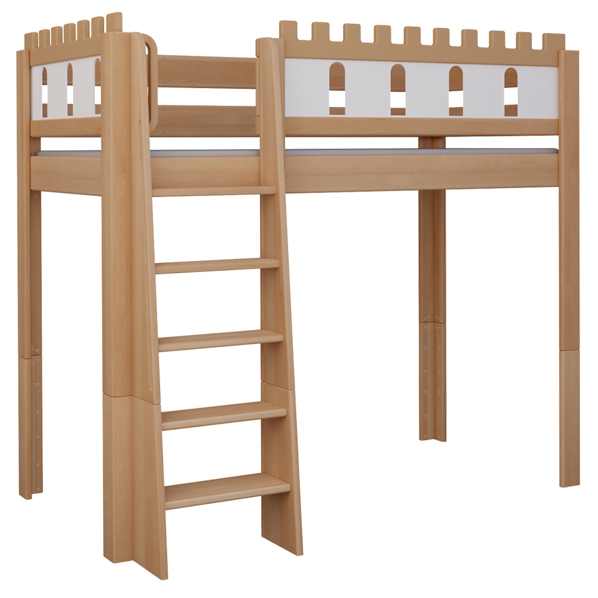Cama Castillo alta DELUXE de Breuyn natural-blanqueada