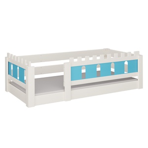 Cama Castillo baja DELUXE de Breuyn blanqueada-azul