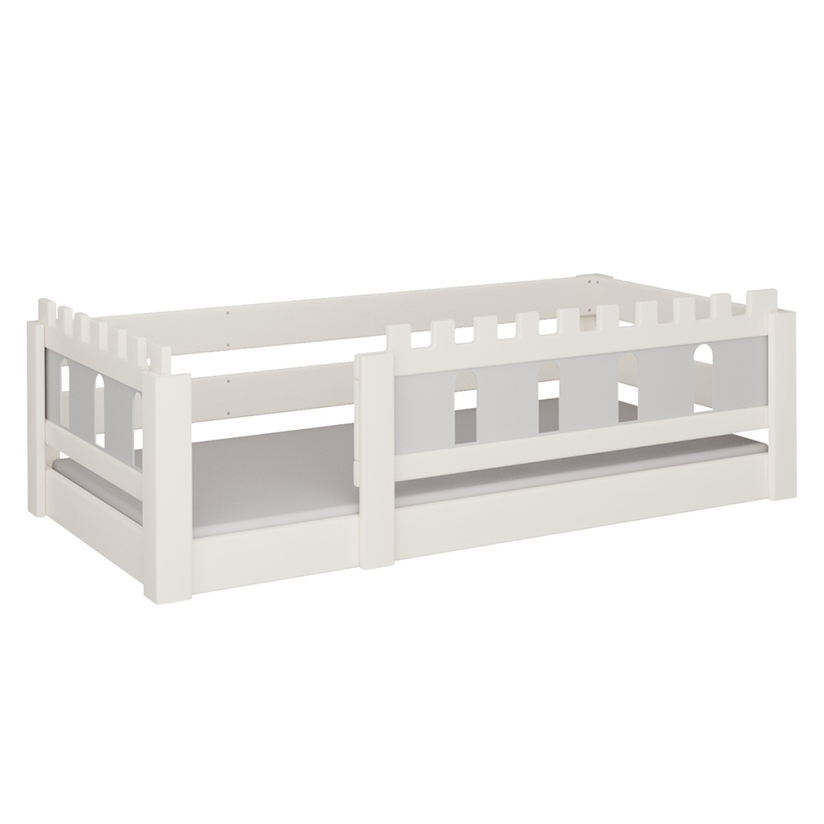 Cama Castillo baja DELUXE de Breuyn blanqueada-gris