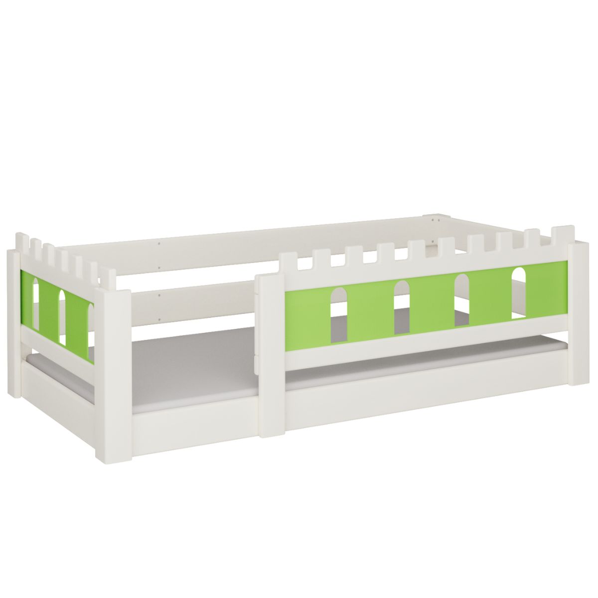 Cama Castillo baja DELUXE de Breuyn blanqueada-verde